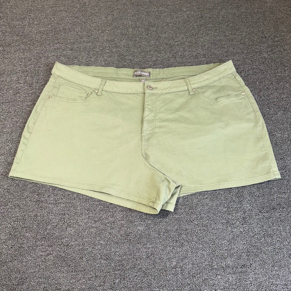 Falls Creek Womens Olive Green Chino Shorts Plus Size 24 Stretch Casual Wear